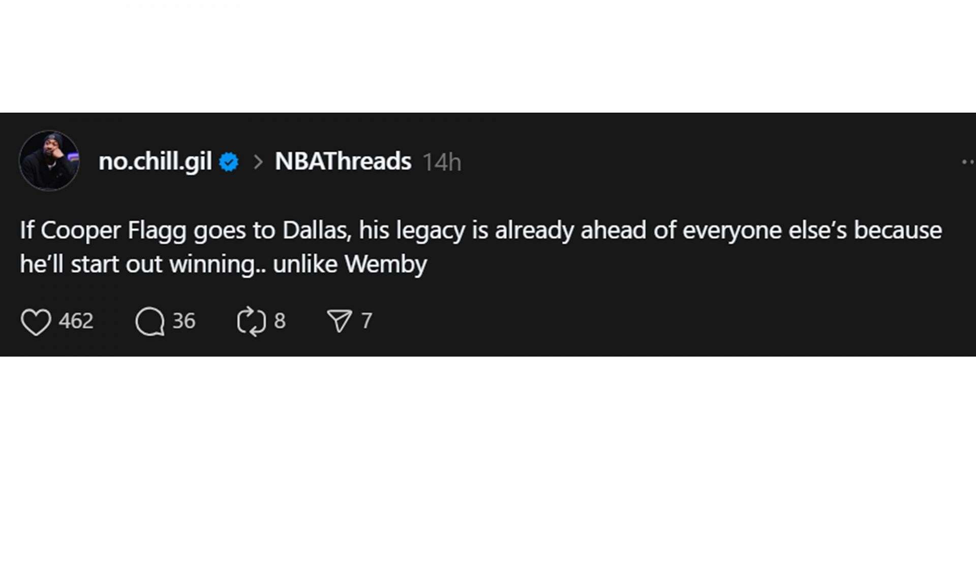 Screenshot, via Thread